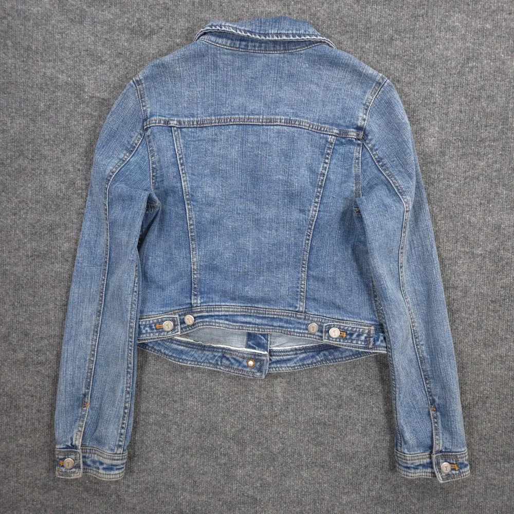 Anthropologie Pilcro Denim Trucker Jacket Womens M Blue Cropped Medium Wash - Picture 4 of 10